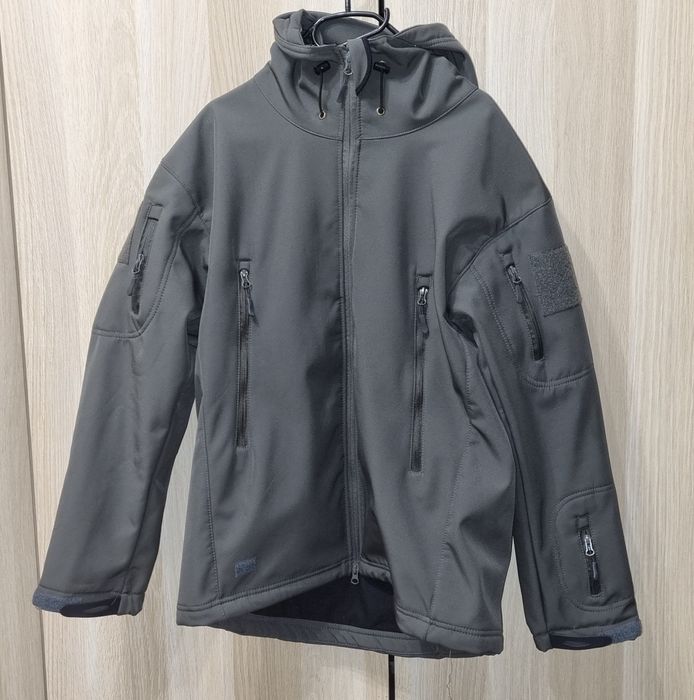 Kurtka taktyczna z kapturem, szara, grey, M