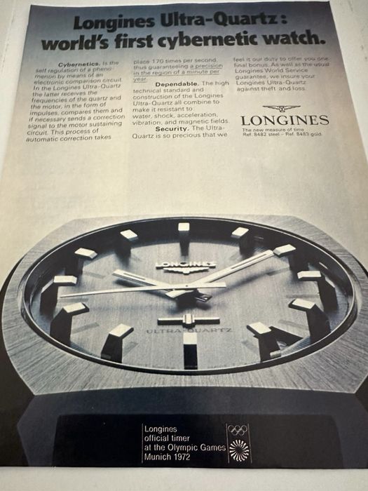 Anúncio Vintage Longines Ultra-Quartz - 1970s