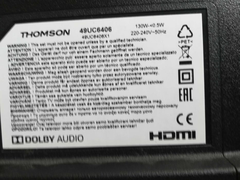 THOMSON TV LED 124CM ou 48Pg Disponivel sistema de som (2xcolunas)