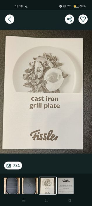 Żeliwna Płyta Grillowa Fissler 40x26cm - na Indukcję i Piekarnik NOWA