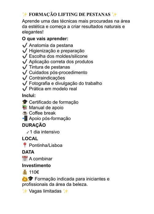 Formação de Lifting de Pestanas