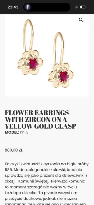 Zlote kolczyki 585 cupicha