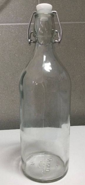 Garrafa IKEA vidro c/ tampa, transparent,1L, Nova!