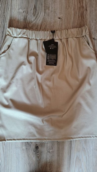 Złota nowa spódnica damska midi eko skóra L/XL