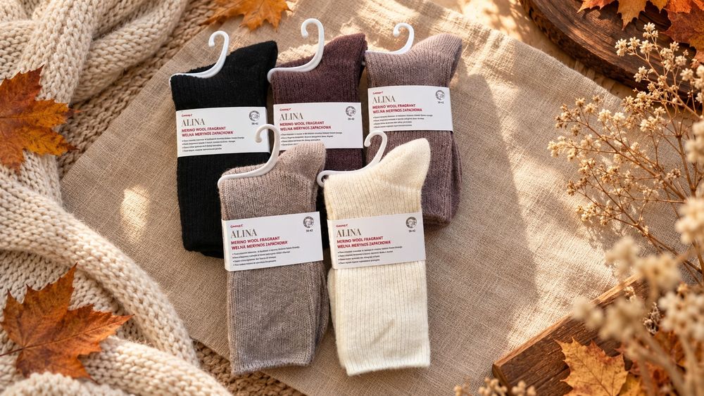 Ciepłe skarpetki z wełny merino. 5 pak. 35-38