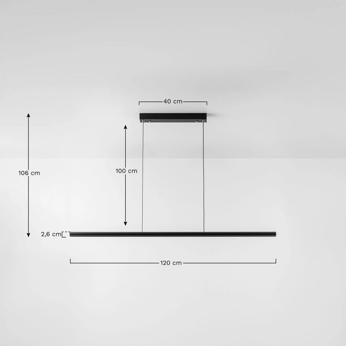 Lâmpada de teto suspensa linear LED 120 cm em alumínio