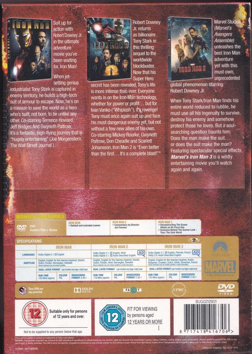 MARVEL - IRON MAN (3 movie collection)