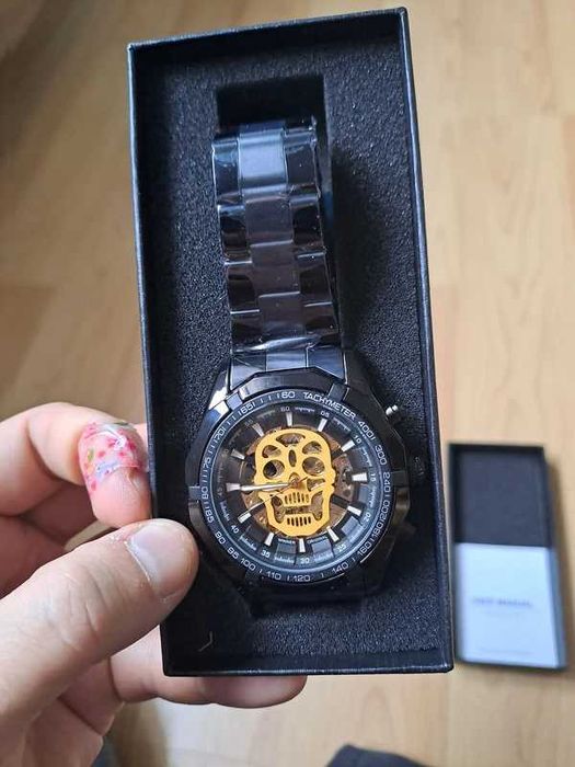 Zegarek Skeleton Automatyczny Czaszka Czacha black
