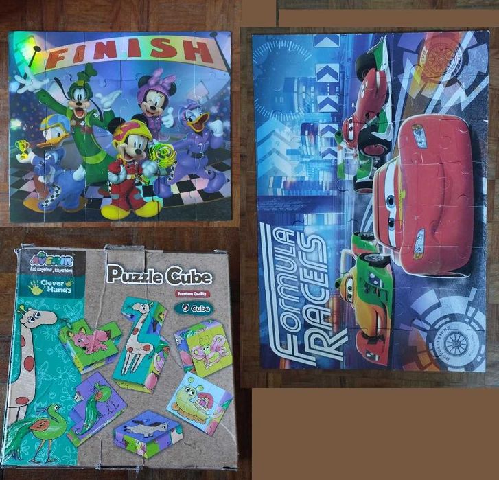 Conjunto de 3 puzzles com peças grandes para criança