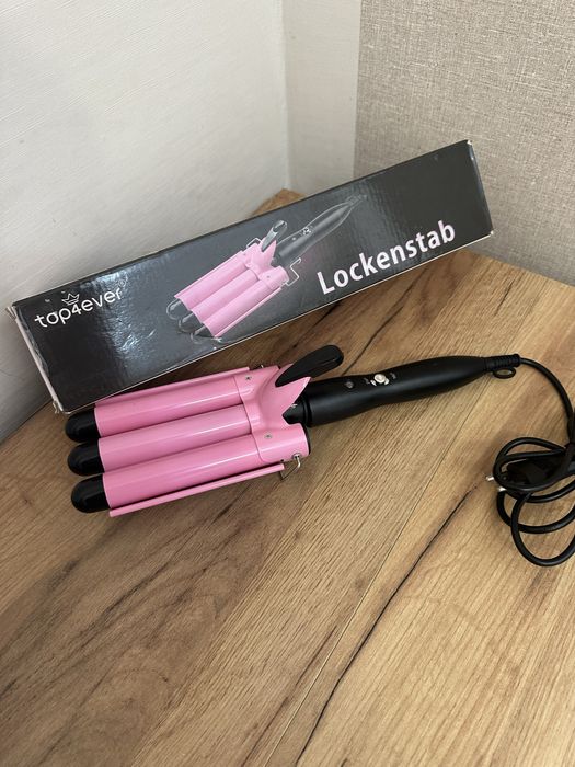 Плойка трійна Lockenstab рожева для обʼємних локонів