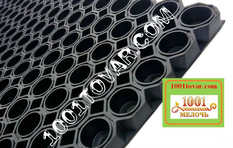 Грязезащитный резиновый коврик "Соты" на ступени с бортиком 90х30х0,5