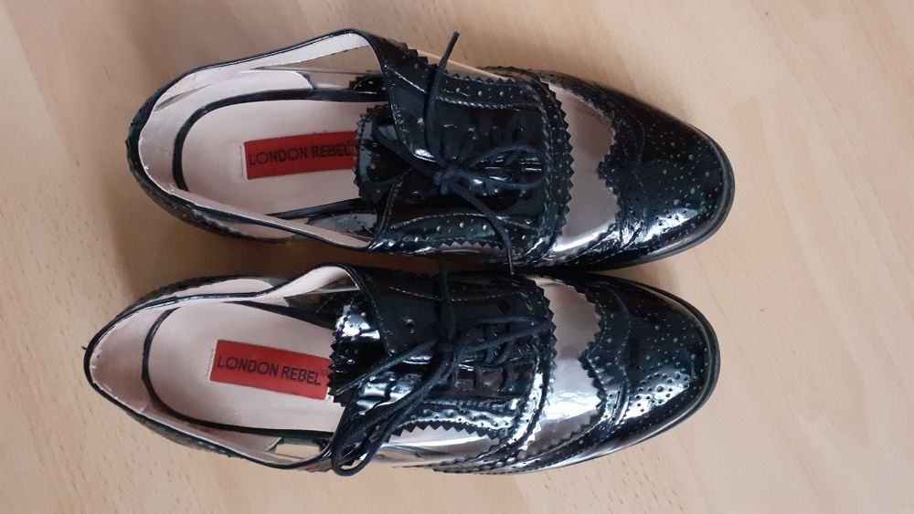 Oksfordki czarne buty damskie 37