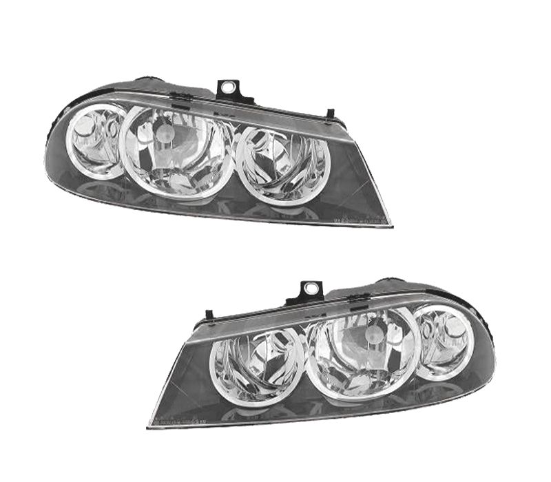 FARÓIS ALFA ROMEO 156 03-05 LOOK CROMADO PRETO