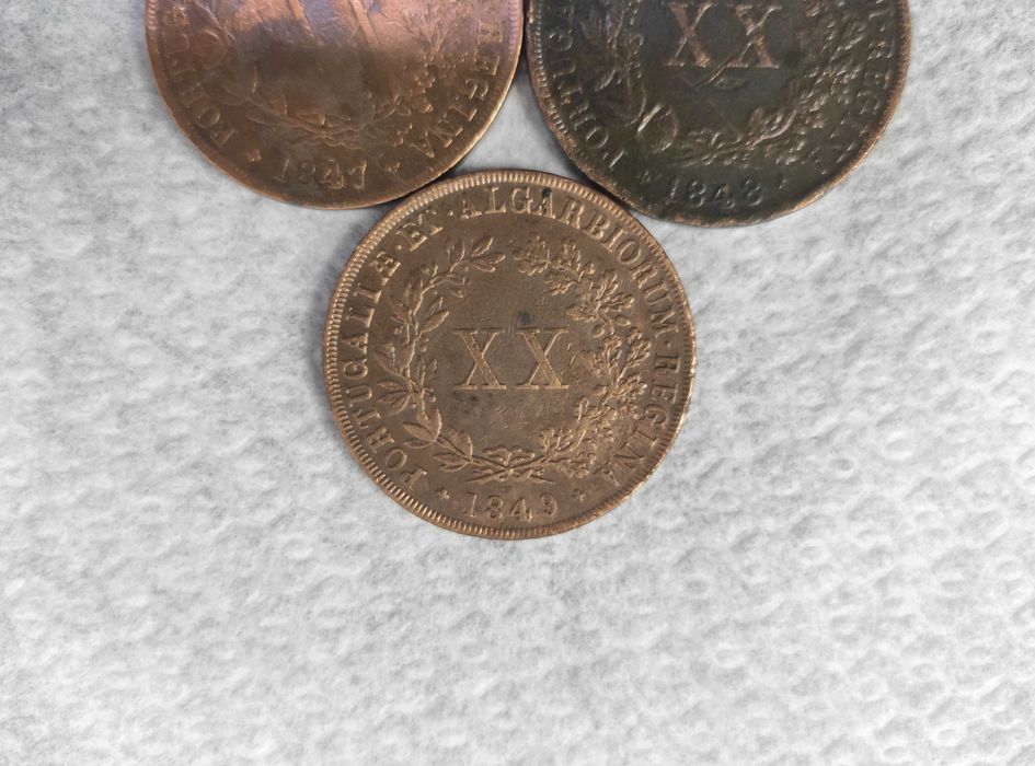 Moedas XX Reis 1847, 1848, 1849