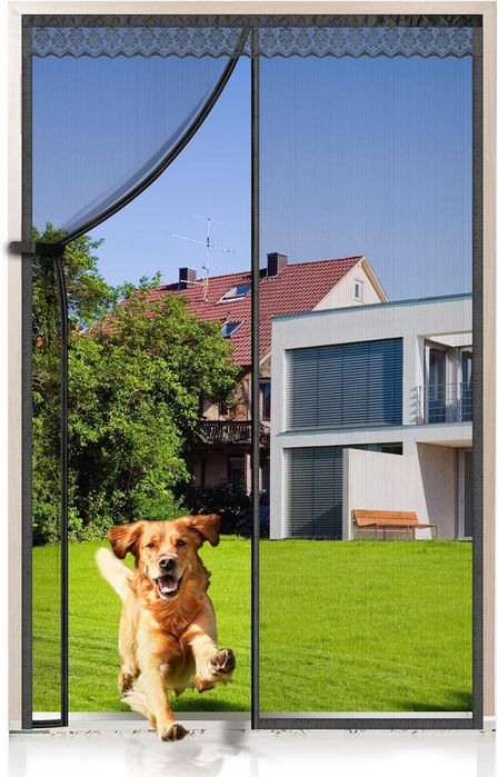 EXTSUD Moskitiera Magnetyczna do Drzwi 110 x 210 cm Włókno Szklane Solidna