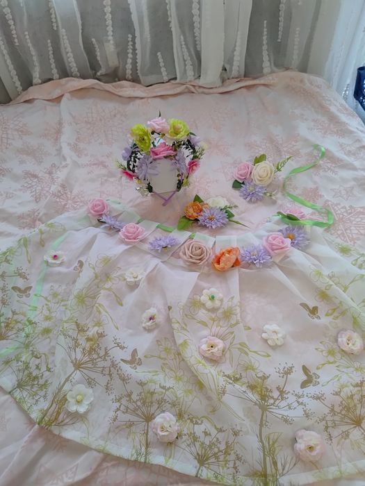 Piękny strój przebranie pani wiosna wiosenka 4 elementy roz uniwersaln