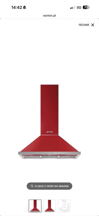 Smeg Exaustor Portofino KPF9RD (630 m3/h - 89.6 cm - Vermelho)