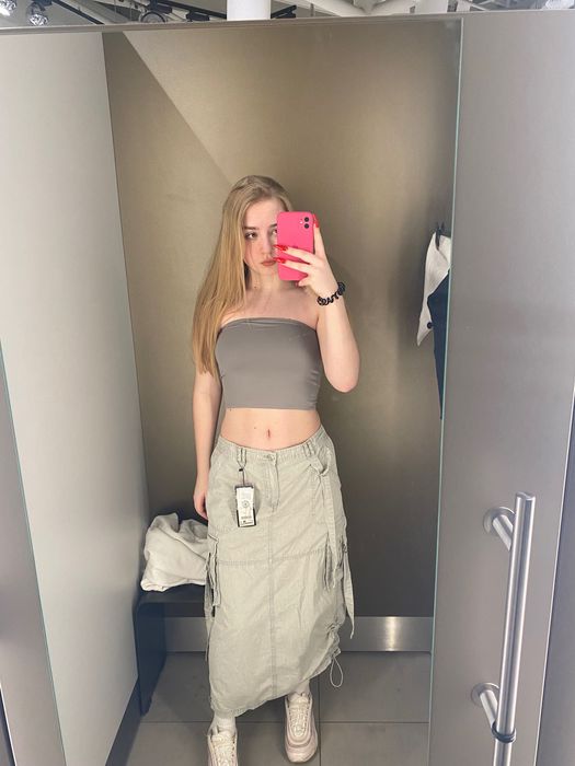 Юбка карго миди серая New Yorker