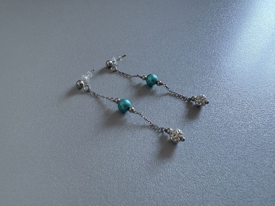 Серебряные длинные серьги висюльки сережки 925 с камнями Swarovski