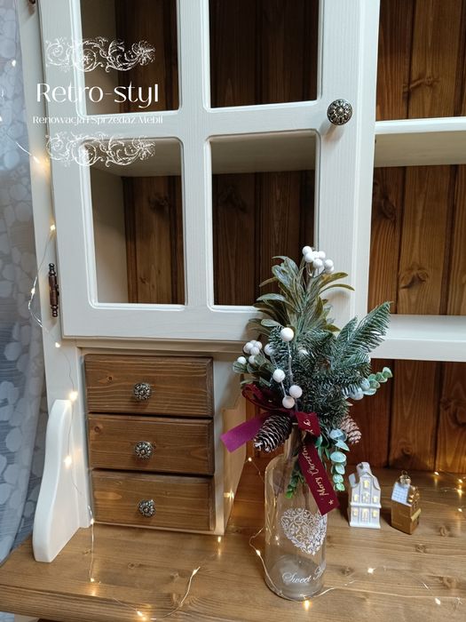 REZERWACJA Kredens drewniany beżowy prowansalski wiejski rustykalny DO