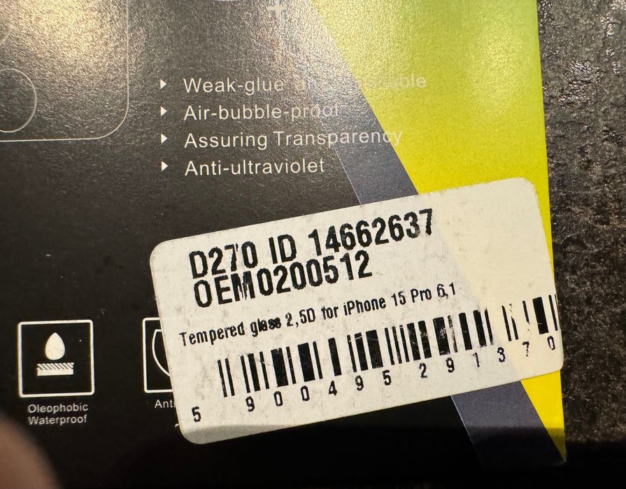 Szkło hartowane ochronne płaskie 2.5D 9H do Apple iPhone 15 Pro 6.1