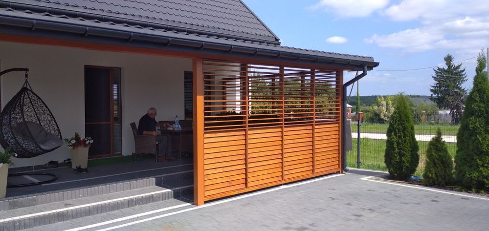 Ruchome deseczki żaluzje drewniane tarasowe shuttersy