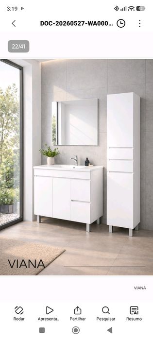 Móvel de 80 cm com lavatório cerâmico