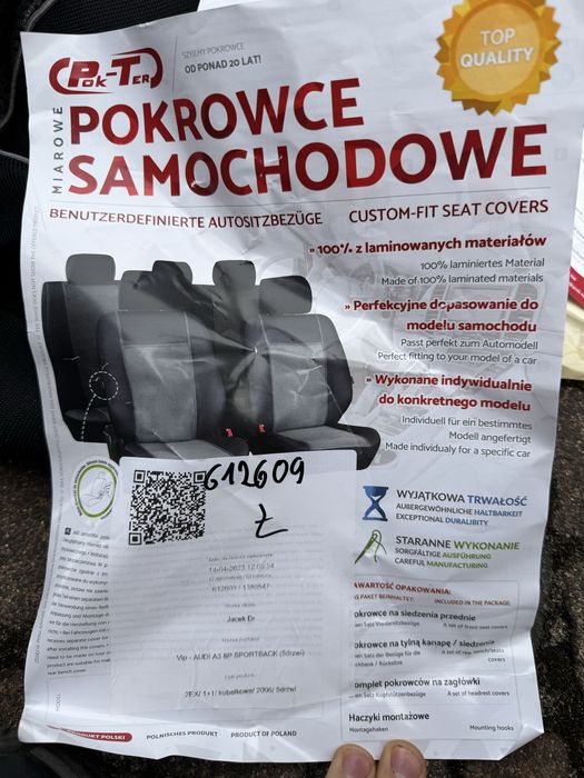 Pokrowce na fotele audi a3 5drzwi