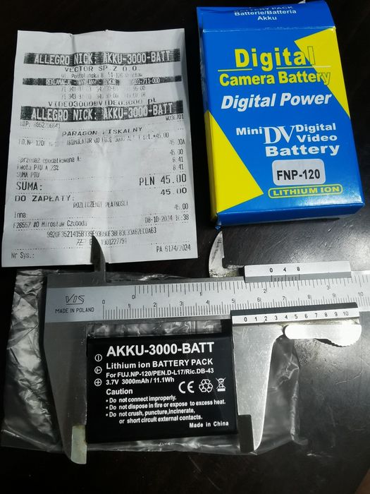 Akumulator / bateria do aparatu fotograficznego 3.7V 3000mAh/11.1Wh