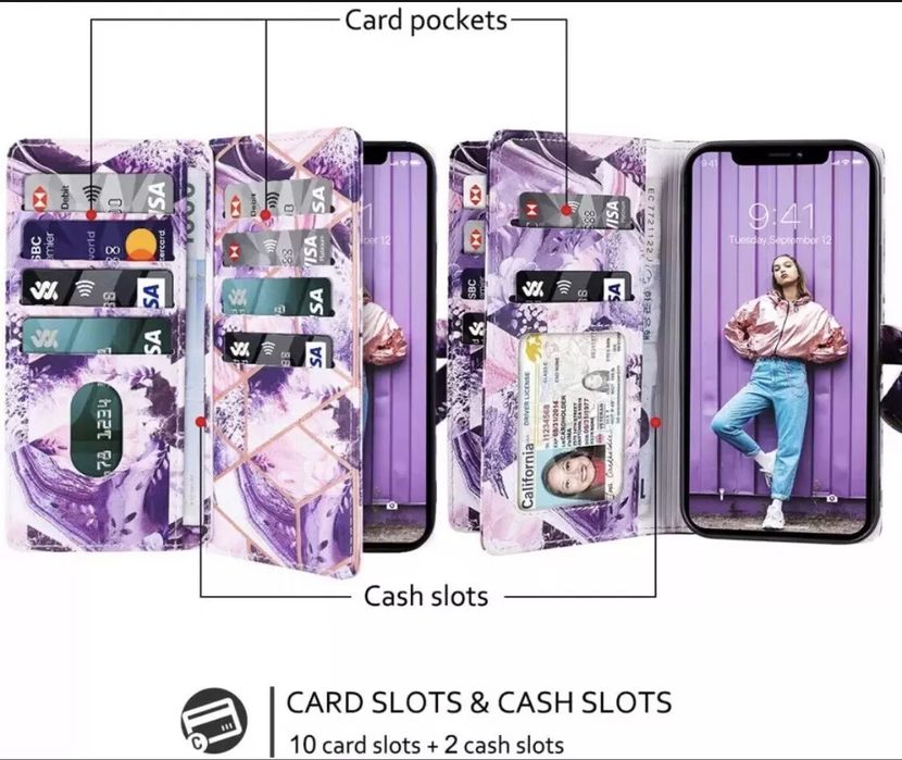 Dracool Etui Wallet Flip dla iPhone 12 Pro Max Kwiatowe Marmurowe