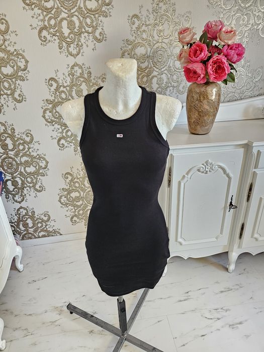 Bawełniana sportowa obcisła sukienka mini  w prążki Tommym Jeans XS/S