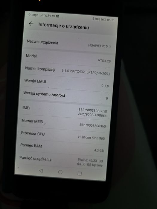 Huawei p10 sprawny telefon z etui