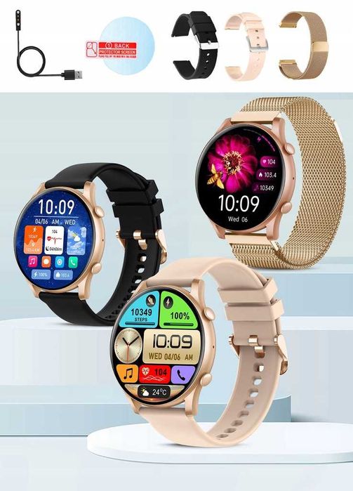 Smartwatch Zegarek Damski POLSKIE MENU Rozmowy Ciśnienie PULS SPORT BT