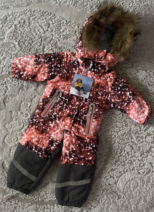 Зимовий дитячий суцільний термокомбінезон на дівчинку 86-104 Jie.Reimo