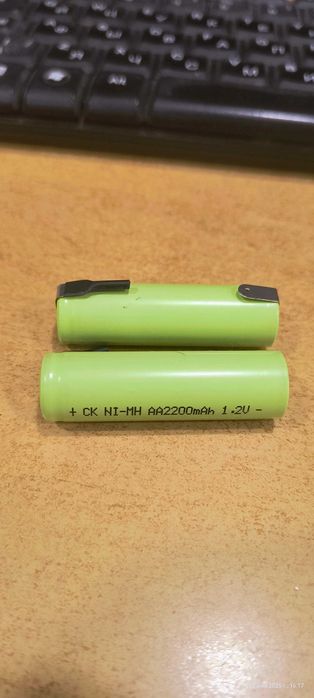 Батарейки перезаряжаемые, Аккумулятор АА Ni-MH 1.2V 2200mAh с лепестками под пайку U-образные