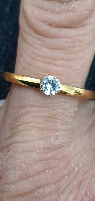 Anel solitario ouro laminado 18k pedra semi preciosa zirconia
