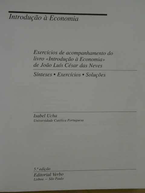 Introdução à Economia de Isabel Ucha e João César das Neves