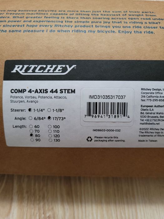 Mostek rowerowy Ritchey Comp 4-axis 80mm