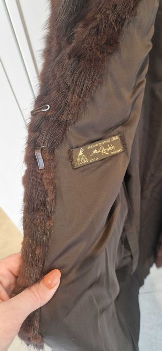 Futro M/L NATURALNE czekoladowe brązowe