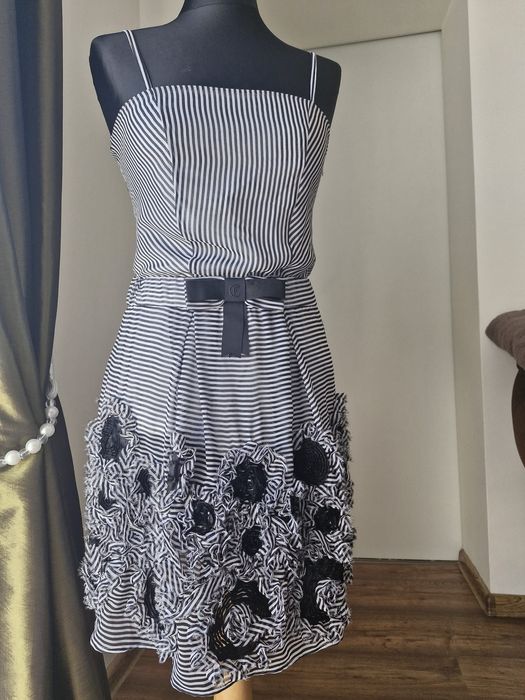 Sukienka wizytowa weselna w paski włoska Cristinaeffe