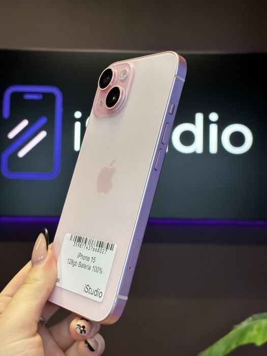 iPhone 15 128GB Różowy • Bateria 100% • Twój stary iPhone w rozliczeniu • Gwarancja 12 mies.