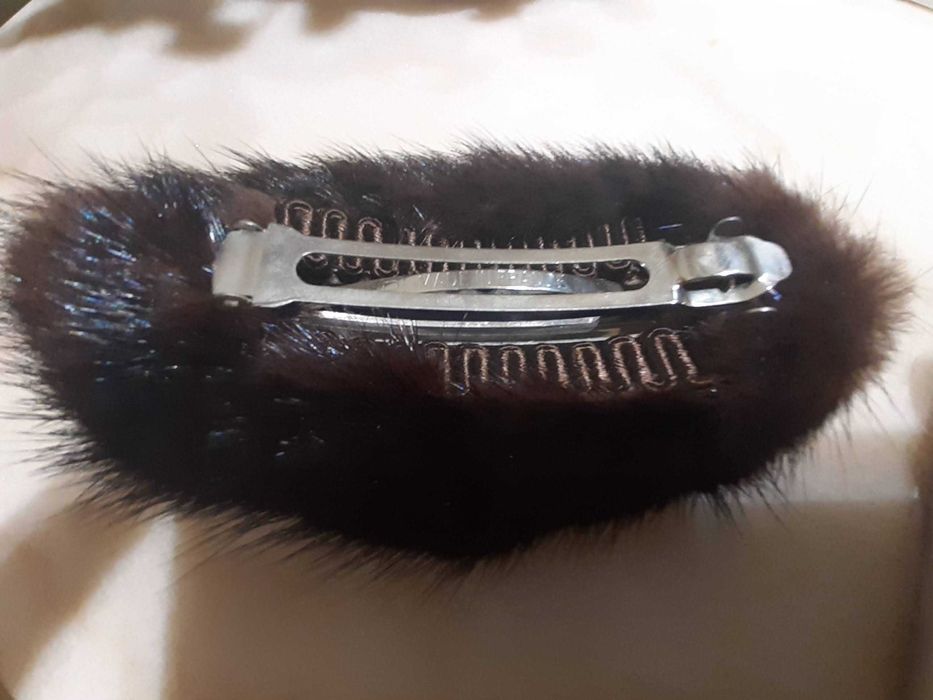 Gancho cabelo vintage, pele vison verdadeira, nunca usado