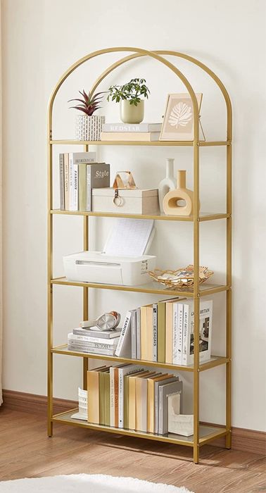 Złoty regal łuk szkło metalart deco  Glamour