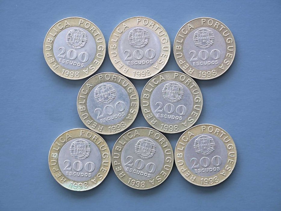 Lote de 8 Moedas 200 Escudos 1998