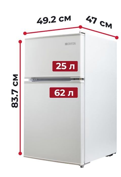 Компактный двухкамерный холодильник Grifon DTF-85W