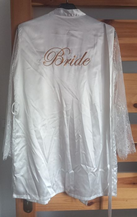 Szlafrok piękny nowy biały Bride XS S M