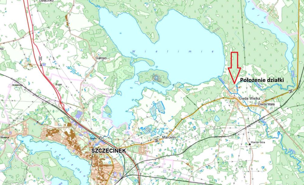 Duża działka budowlana 1861m2. Jezioro, las. Gwda Wielka.