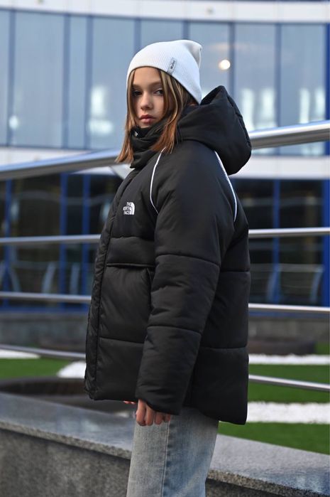 Зимова тепла куртка на дівчинку 152 158 164 170 176 шоколад чорний