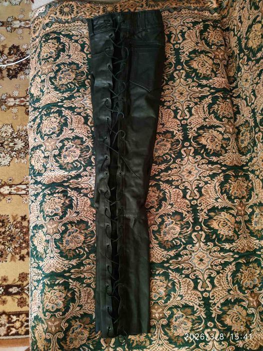 Жіночі кожані штани Genuine Leather, байкерські штани, мото штани