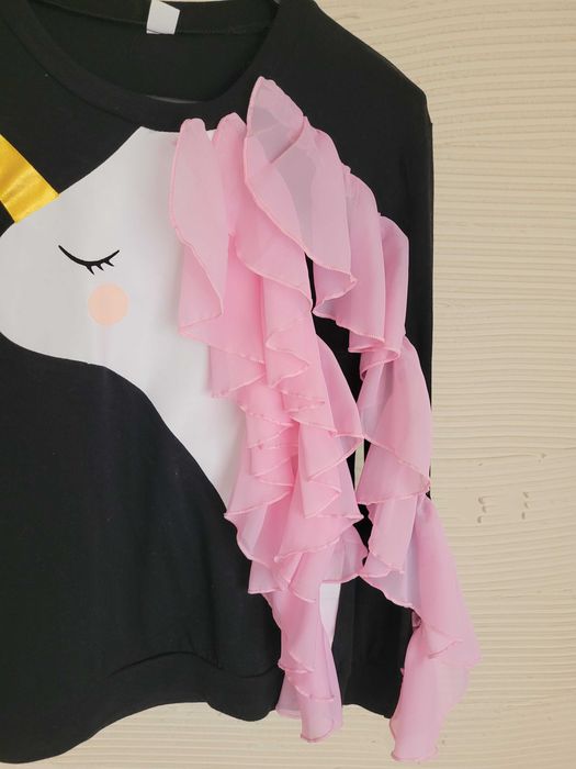 NOWA bluza S czarna z jednorożcem